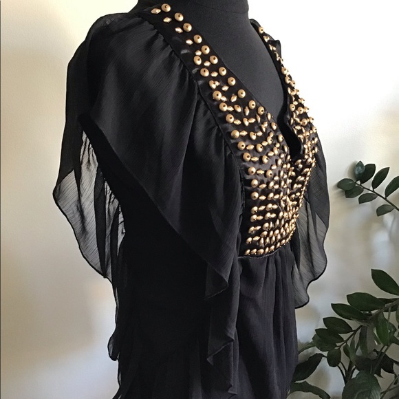 Embellished Sheer Top with Camisole Sz M - Picture 6 of 7